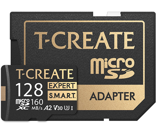 כרטיס זכרון עם מתאם T-Create Expert S.M.A.R.T. Micro SDXC UHS-I V30 - נפח 128GB