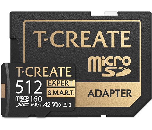 כרטיס זכרון עם מתאם T-Create Expert S.M.A.R.T. Micro SDXC UHS-I V30 - נפח 512GB