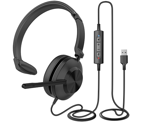 מיקרופון מדונה מומלץ למוקד טלפוני, מגיע עם מחבר USB, שלט חוטי וקשת מרופדת Mizuki Call Center Headset MHP-885 