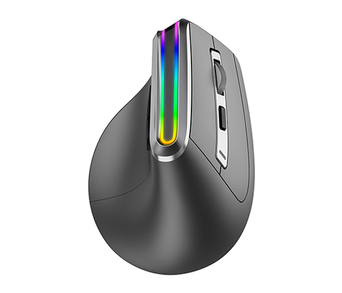 עכבר ארגונומי אנכי אלחוטי עם משדר בלוטוס, תאורת RGB, מקלט 2.4Ghz וסוללה נטענת חזקה Mizuki Vertical V20LD 