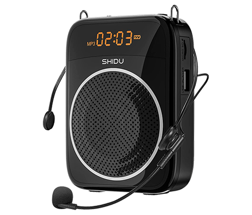 חגורת הגברה למורים ומדריכים עבור העברת הדרכות כוללת מיקרופון מדונה חוטי - SHIDU Portable Speaker 15W