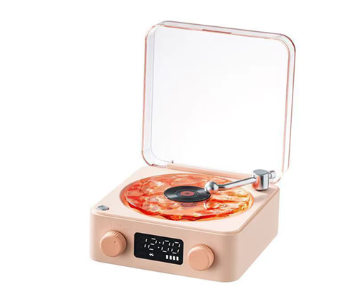 רמקול בלוטוס אלחוטי נייד 5W בצורת פטיפון עם תאורת RGB מגניבה Mizuki KW03W BT ורוד