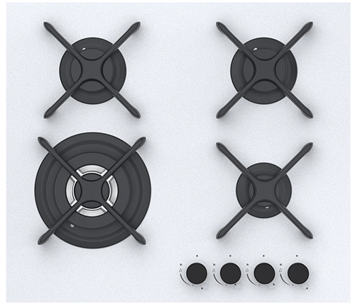 כיריים גז 4 להבות זכוכית לבנה נורמנדה Normande ND 6041 – משלוח חינם