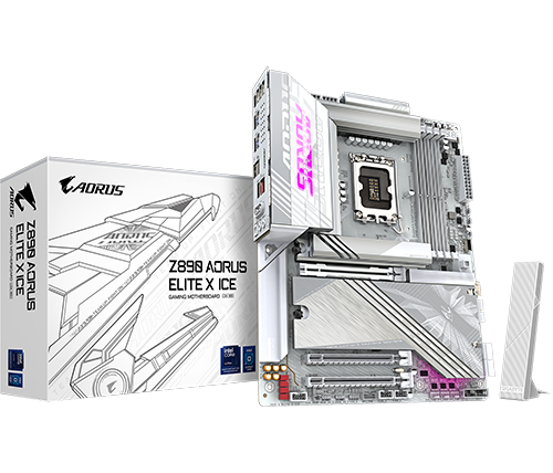 לוח אם Gigabyte Z890 AORUS ELITE X ICE WIFI7 ATX 1851 בצבע לבן