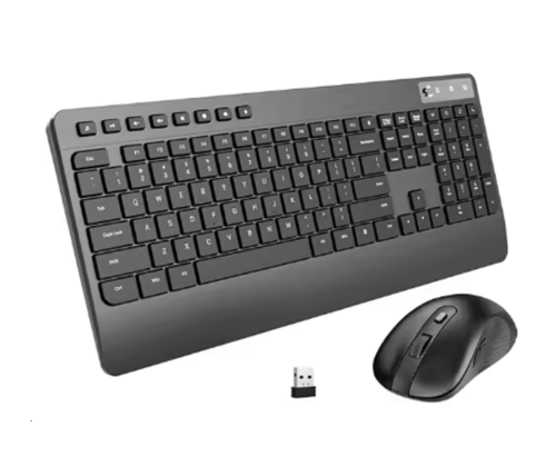 סט עכבר ומקלדת אלחוטיים 2.4Ghz בעיצוב ארגונומי וכפתורי מולטימדיה MIZUKI CK262 2.4G צבע שחור