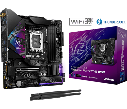 לוח אם ASRock PHANTOM GAMING Z890M Riptide WiFi6E Thunderbolt 4 mATX 1851