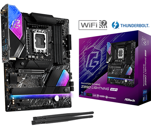 לוח אם ASRock PHANTOM GAMING Z890 Lightning WiFi7 Thunderbolt 4 ATX 1851