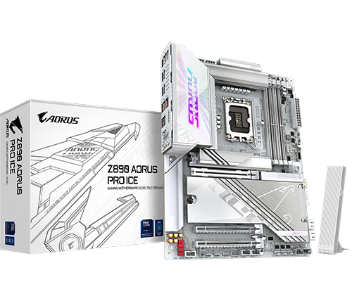 לוח אם Gigabyte Z890 AORUS PRO ICE WIFI7 ATX 1851 בצבע לבן