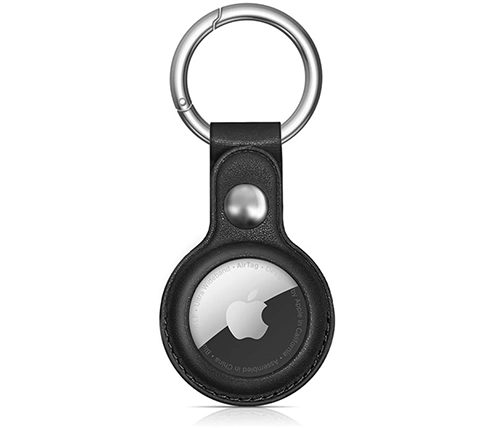 כיסוי AirTag מחזיק מפתחות דמוי עור שחור Ivory Mobile