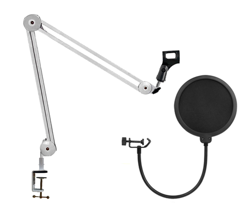 זרוע למיקרופון Ivory Sound GAZ-40W – זרוע מתכווננת בצבע לבן עם קליפס 360°