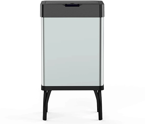 פח אשפה למטבח 60 ליטר חשמלי נירוסטה עם מכסה שחור Ivory Home