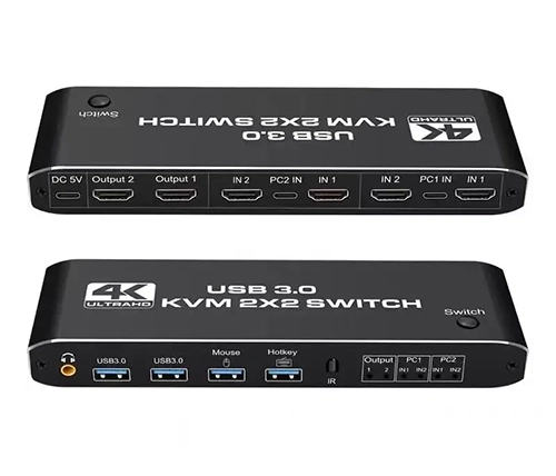 מתג KVM ל-2 מחשבים Ivory Connect KVM202K3 תומך 4K