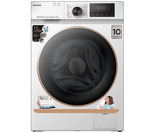 מכונת כביסה 8 קילו פתח קדמי בצבע לבן Direct Drive Aiwa - משלוח חינם