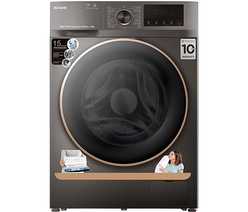 מכונת כביסה 8 קילו פתח קדמי בצבע אפור כהה Direct Drive Aiwa - משלוח חינם