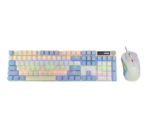 סט גיימינג חוטי מכאני Forev Q600 RGB Blue Switch בצבעים כחול ולבן