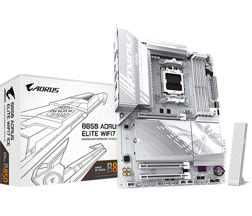 לוח אם Gigabyte B850 AORUS ELITE WIFI7 ICE DDR5 ATX AMD בצבע לבן