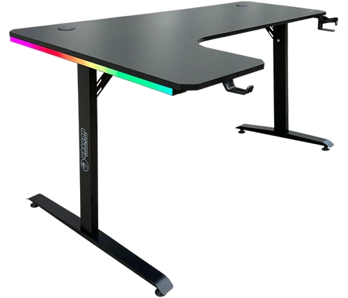 שולחן גיימינג פינתי שמאל תאורת RGB שחור 160*100 סמ דרגון Dragon – משלוח חינם