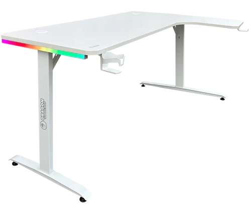 שולחן גיימינג פינתי ימין תאורת RGB לבן 160*100 סמ דרגון Dragon – משלוח חינם