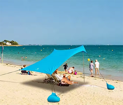 ציליית חוף 2X2 מטר Boxer SUNSHADE2X2 בד לייקרה כחול