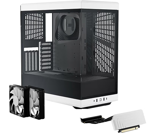 מארז מחשב HYTE Y40 כולל כבל רייזר לכרטיס מסך - בצבע שחור ולבן