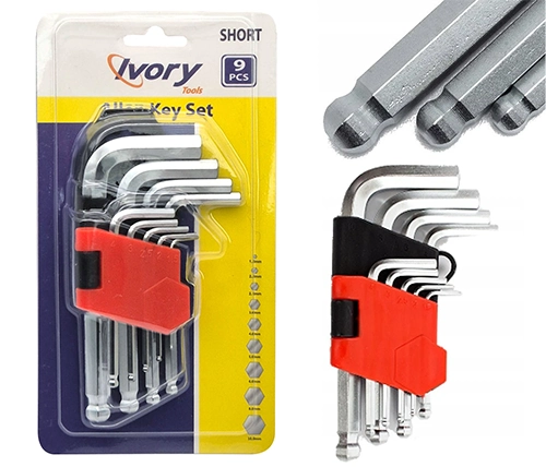 סט מפתחות אלן כדורי קצר 9 יחידות Ivory Tools