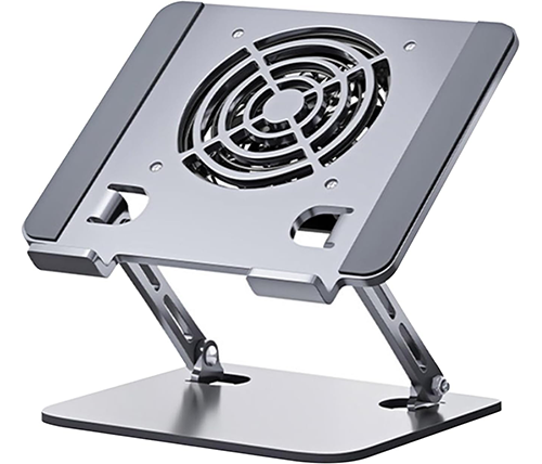 מעמד ארגונומי עם משטח קירור למחשב נייד - עד 17 אינץ', כסוף - Ivory Peripherals