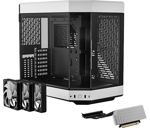 מארז מחשב HYTE Y60 כולל כבל רייזר לכרטיס מסך - בצבע שחור ולבן