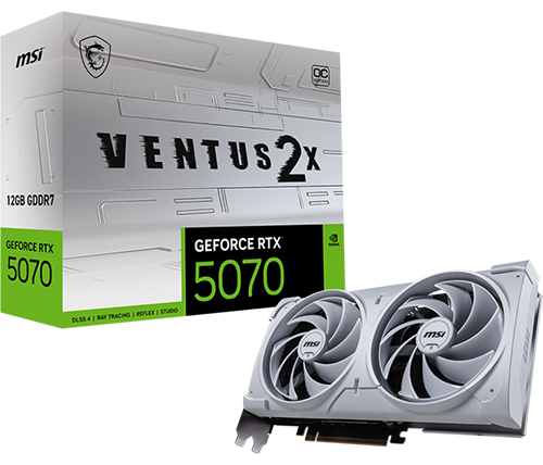 כרטיס מסך MSI GeForce RTX 5070 12G VENTUS 2X OC WHITE בצבע לבן
