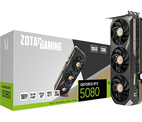 כרטיס מסך ZOTAC GAMING GeForce RTX 5080 SOLID CORE 16GB GDDR7