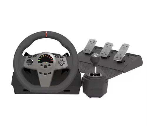 הגה מרוצים ודוושות מתאים ל-מחשב Xbox / Nintendo Switch / PlayStation 4 כולל ידית הילוכים, דגם Ivory Gaming HS-GT100V1BK