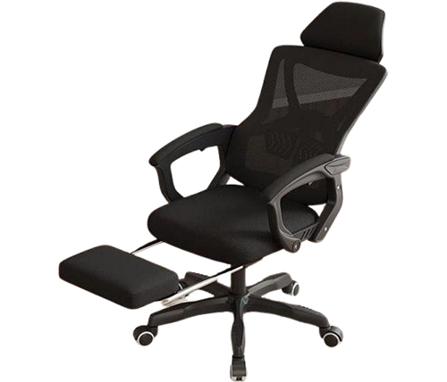 כיסא מנהלים ארגונומי שחור כולל הדום עם גב גבוה ומשענת ראש דגם פריז – משלוח חינם