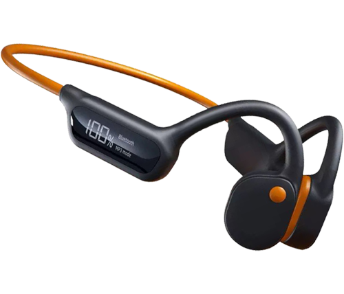 אוזניות אלחוטיות לשחייה וספורט כולל נגן mp3 ושטח אחסון של MIZUKI X10 32GB בצבע כתום ושחור