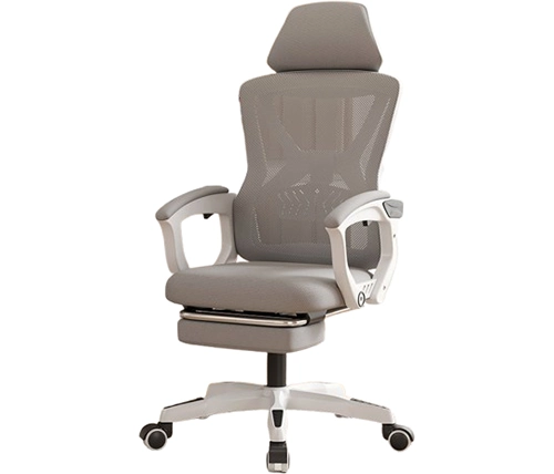 כיסא מנהלים ארגונומי אפור כולל הדום עם גב גבוה ומשענת ראש דגם פריז – משלוח חינם