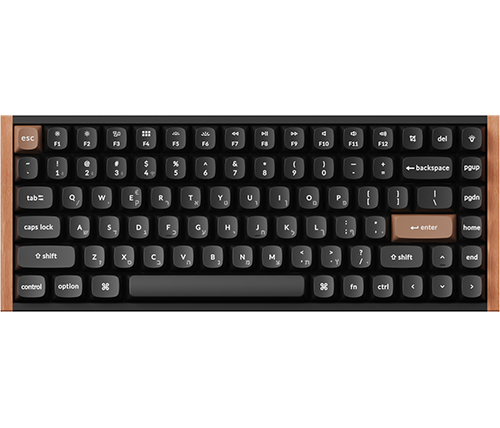 מקלדת אלחוטית מכנית Keychron K2 HE Magnetic Switch RGB בצבע שחור עץ