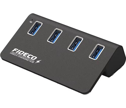 מפצל USB 3.0 עם 4 יציאות - כולל ספק כח - FIDECO H418