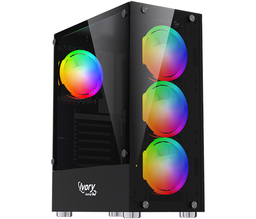 מחשב גיימינג נייח IVORY הכולל מעבד Intel Core i5-12400F זכרון 16GB כונן 512GB SSD לוח ASUS כ.מסך Radeon RX 6400 4GB