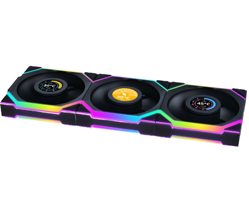 3 מאווררים למארז 12 ס''מ עם מסך Lian Li UNI FAN SL Wireless - צבע שחור