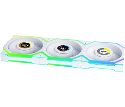 3 מאווררים למארז 12 ס''מ עם מסך Lian Li UNI FAN SL Wireless - צבע לבן