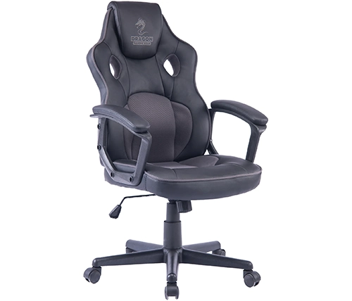 כיסא גיימינג COMBAT דמוי עור בשילוב בד שחור ואפור דרגון Dragon – משלוח חינם