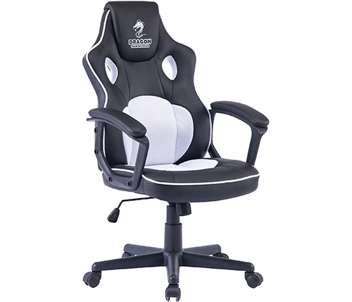 כיסא גיימינג COMBAT דמוי עור בשילוב בד שחור ולבן דרגון Dragon – משלוח חינם