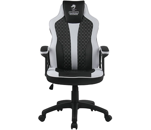 כיסא גיימינג שחור ולבן דמוי עור בשילוב בד דרגון Dragon SNIPER – משלוח חינם
