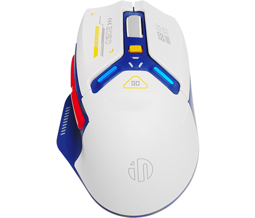 עכבר גיימינג אלחוטי נטען עם תאורת GK5 RGB בצבע לבן