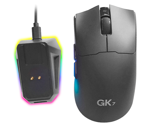 עכבר גיימינג אלחוטי עם תאורת GK7B RGB בצבע שחור