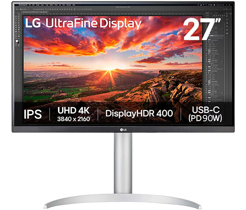 מסך מחשב לבן 27 אינץ LG UltraFine IPS 4K UHD DisplayHDR 400 USB-C 90W 27UP850K-W