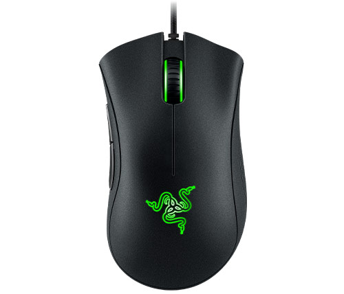 עכבר גיימינג חוטי Razer DeathAdder Essential בצבע שחור, כולל תאורת לד ירוקה  
