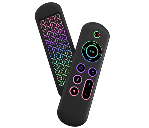 שלט אוניברסלי לסטרימר / טלוויזיה חכמה משולב מקלדת בלוטוס ותאורת Ivory M5 RGB - צבע שחור 