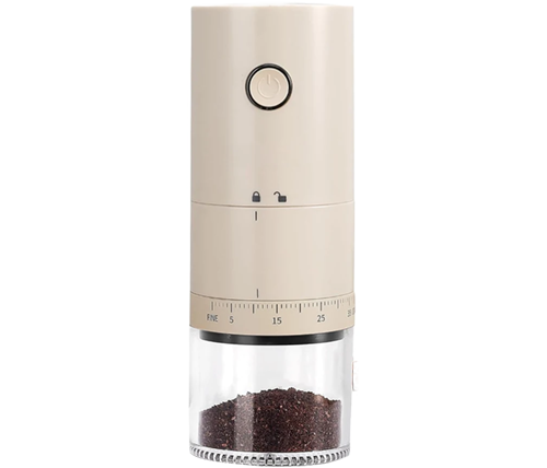 מטחנת קפה ותבלינים נטענת Ivory Home  - עם רמות טחינה שונות, בצבע קרם
