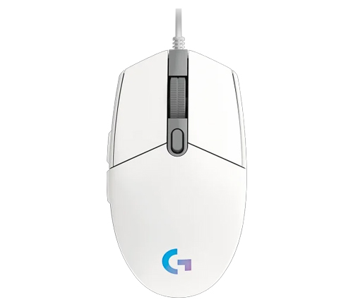 עכבר גיימינג חוטי - כולל תאורת RGB לד - צבע לבן - Logitech G102 Lightsync 
