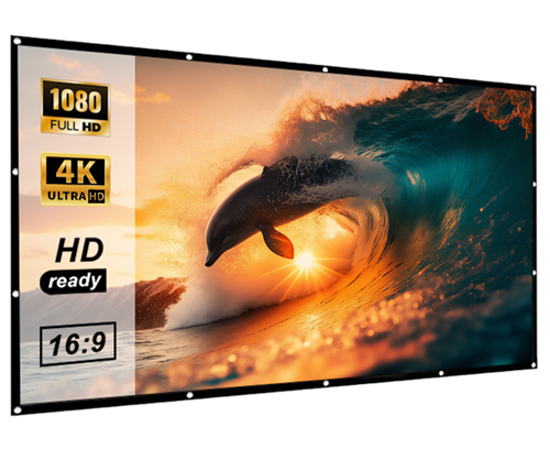 מסך הקרנה מבד 130 אינץ - נייד, קל לתלייה ולשימוש ביתי או חיצוני - Ivory