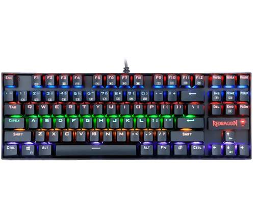 מקלדת גיימינג רד דרגון - מתגי Red מכניים ותאורת RGB - צבע שחור - Redragon K552 KUMARA